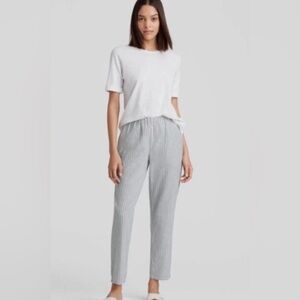 Eileen Fisher Ankle Pants Size S Stripe Linen Organic Cotton Pull On Pockets